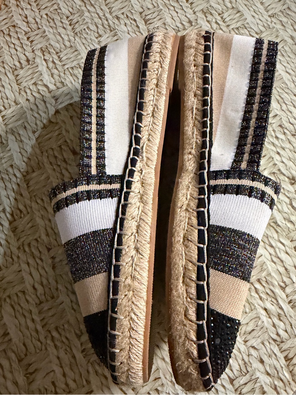 INC Espadrille flats Size 8, white,black,cream stripes, EUC, were$90 NOW $24 - Picture 9 of 16
